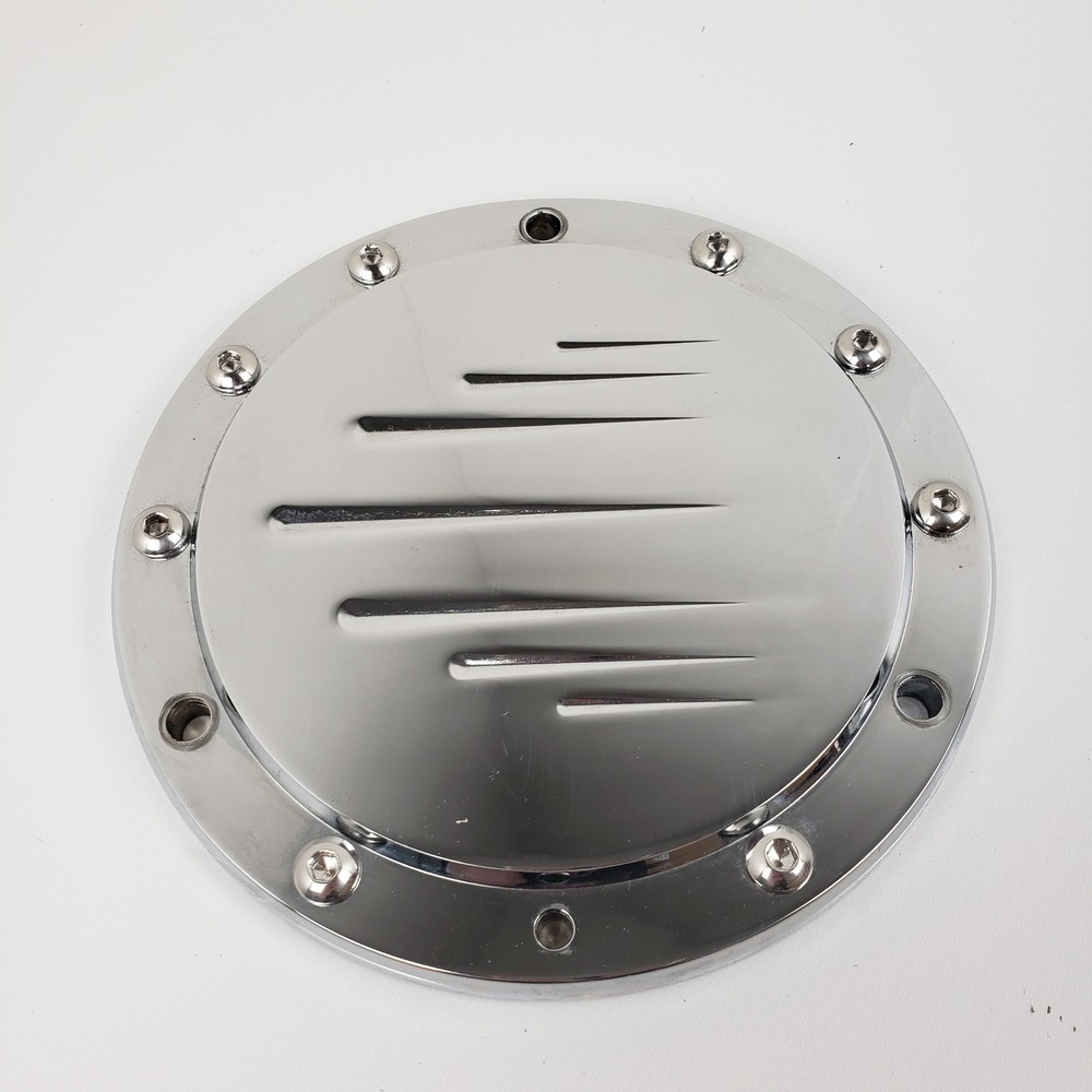 Custom Chrome 5-Hole Derby Cover Speed Lines Slash Design Motorcycle